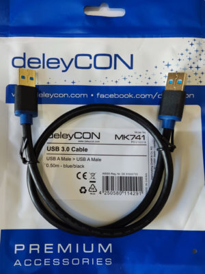 USB3 Cable USBA Male to USBA male deleyCON MK741